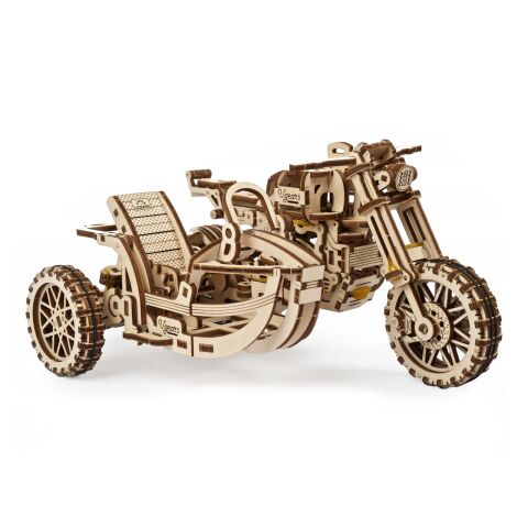 Ugears 3D wooden mechanical puzzle UGR-10 Motorbike (scrambler) with cart