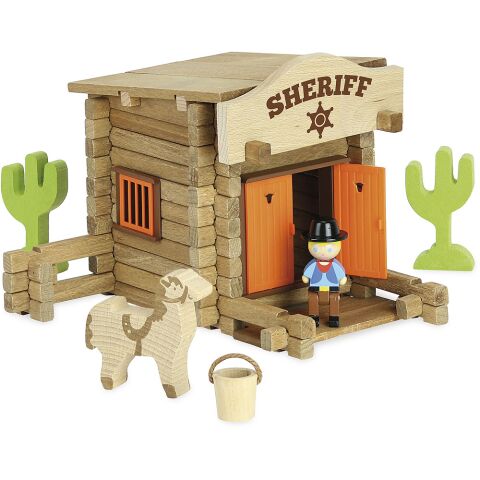Jeujura 80 Pieces Sheriff Station Wooden Kit