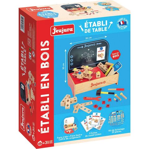 Jeujura Wooden tool table for small DIY kit 39 pieces