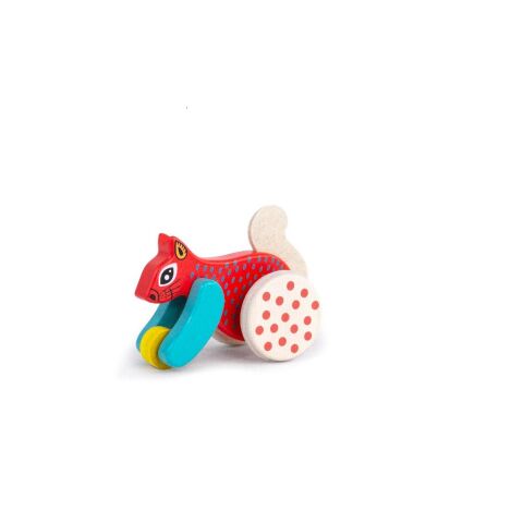 Bajo Wooden squirrel on wheels red