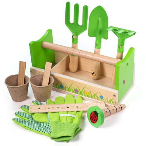 Bigjigs Toys Gardening set in a crate