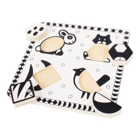 Bigjigs Toys Wooden jigsaw puzzle black and white shapes 2