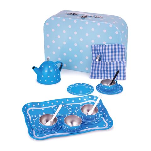 Bigjigs Toys Blue polka dot tea set