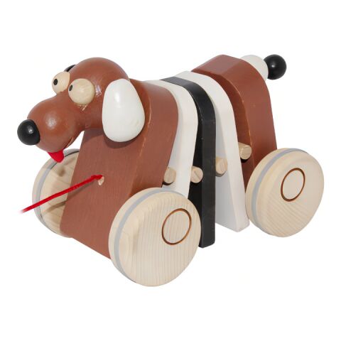 Wooden pulling dog clapping