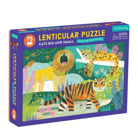 Mudpuppy Puzzle Lenticular Cats Small and Large 75 pieces