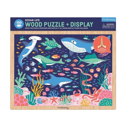 Mudpuppy Wooden puzzle Life in the ocean + stand 100 pieces