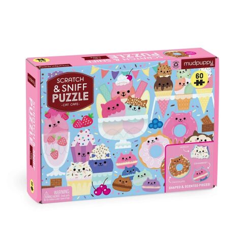 Mudpuppy Puzzle Cat cafe with scent 60 pieces