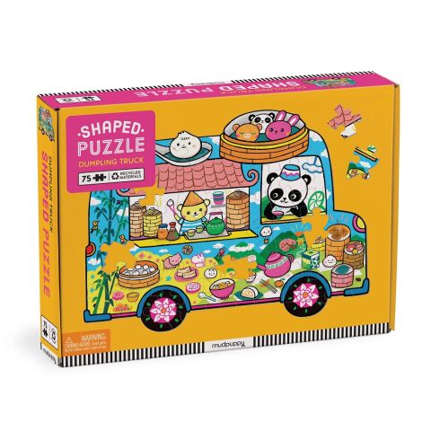 Mudpuppy Puzzle in the shape of a minibus with snacks