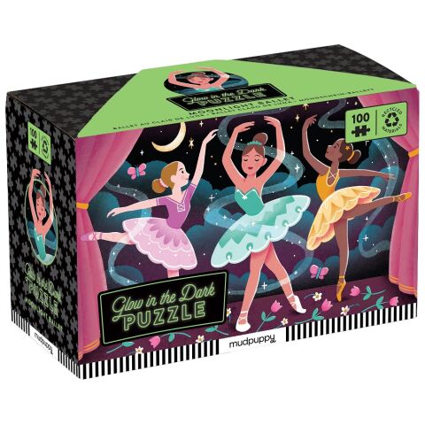 Mudpuppy Puzzle Half Moon Ballet - glow in the dark 100 pieces