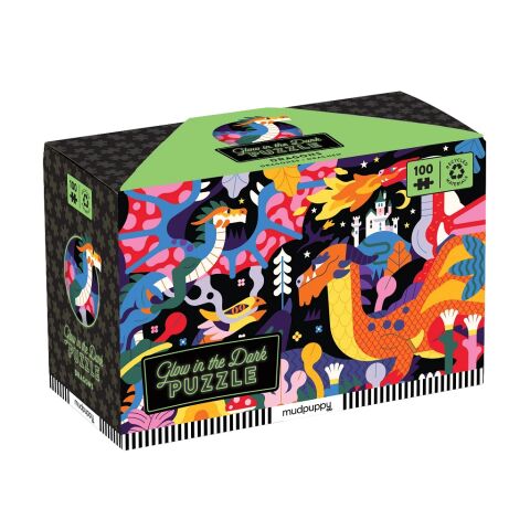 Mudpuppy Puzzle Dragons - glow in the dark 100 pieces