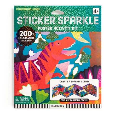 Mudpuppy Set of glitter stickers with scene World of Dinosaurs