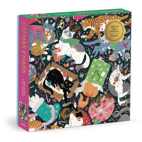 Galison Foil Puzzle Christmas Cats 500 Pieces
