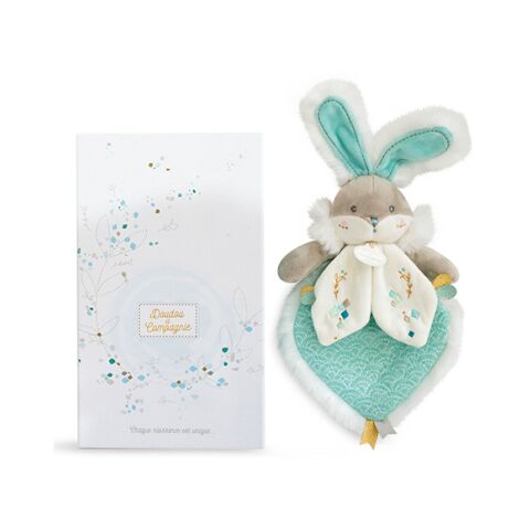 Doudou Gift set - Toy turquoise friend rabbit 24 cm