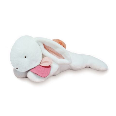 Doudou Plush rabbit with dark pink pompom 80 cm