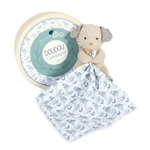 Doudou Gift set - Plush dog with blanket made of organic cotton 15 cm