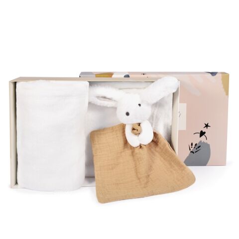 Doudou Gift set happy rabbit plaid and beige fly swatter