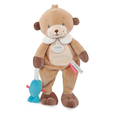 Doudou Gift set - plush toy bear with fish 27 cm