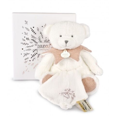 Doudou Gift set Teddy bear with blanket 30 cm pink
