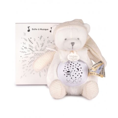 Doudou Gift Set Musical Night Light with Projection White Teddy Bear