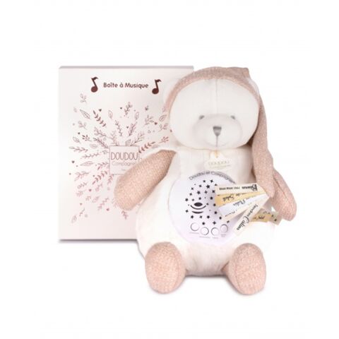 Doudou Gift Set Musical Night Light with Projection Teddy Bear Pink