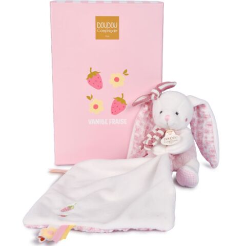 Doudou Gift Set Plush Bunny with Blanket 10 cm Pink