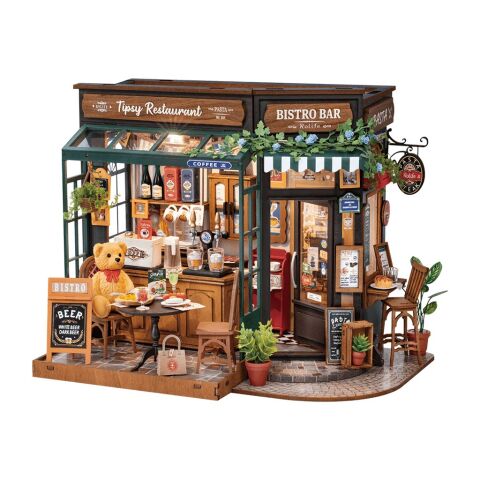 RoboTime 3D wooden jigsaw puzzle Miniature house Cozy restaurant