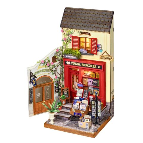 RoboTime 3D Wooden Miniature House Puzzle Vienna Bookstore