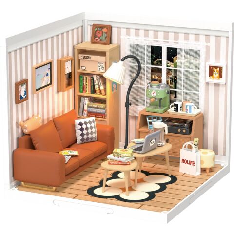 RoboTime 3D wooden jigsaw puzzle Miniature house Cozy living room