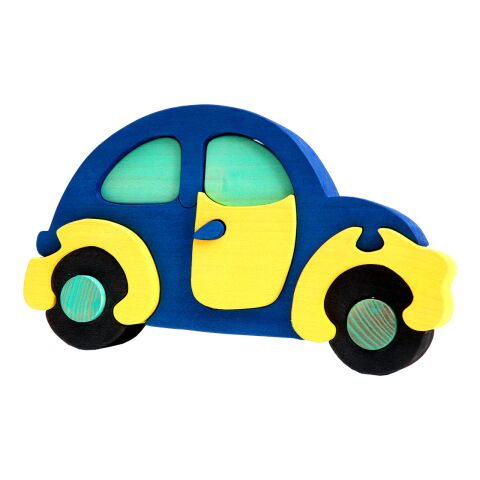Fauna Solid wood insertion puzzle car blue beetle