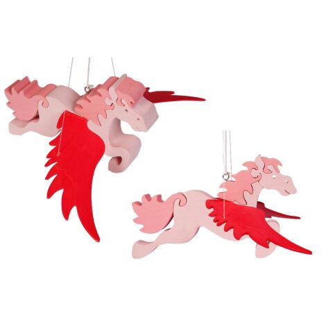 Fauna Wooden flying horse for hanging pink
