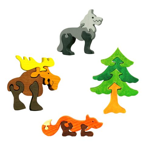 Fauna Solid wood jigsaw puzzle set forest animals 4 pieces