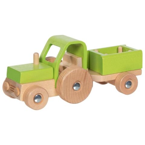 Goki Wooden Tractor with Trailer