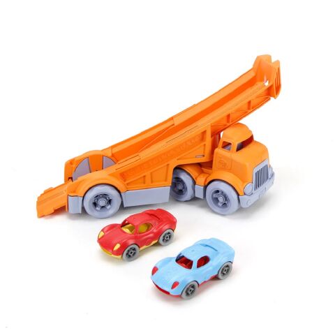 Green Toys Truck with 2 racing cars