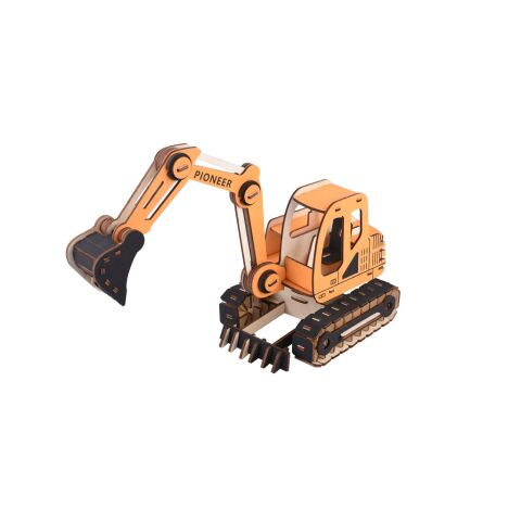 Woodcraft Wooden 3D Puzzle Excavator orange