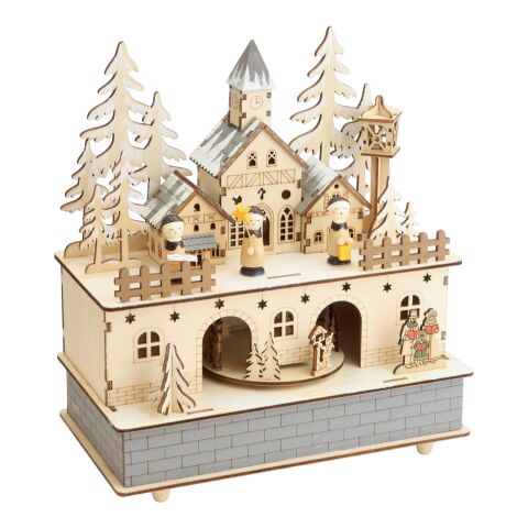 small foot Wooden music box with light winter village