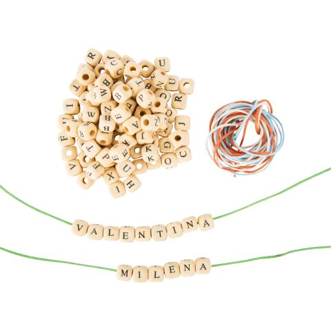 small foot Wooden stringing beads with letters