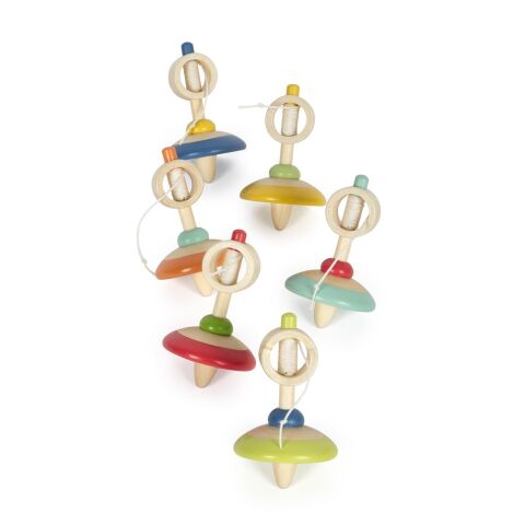 small foot Wooden Spinning Tip with String 1 pc