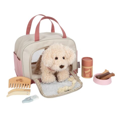 small foot Plush Dog with Care Set Pink