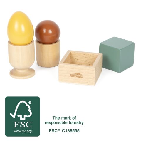 small foot Montessori Sorting Game with Balls, a Cube and an Egg