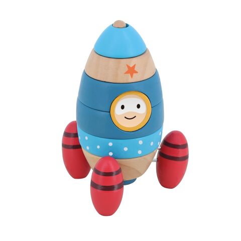 Vilac Wooden Stacking Tower with Surprise Rocket