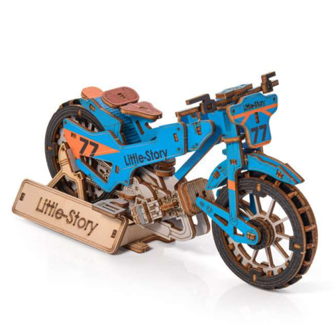 Little Story 3D Wooden Puzzle Speedway Bike blue
