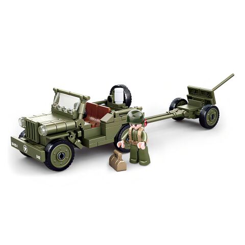 Sluban Army WW2 M38-B0853 Allied jeep and anti-aircraft gun
