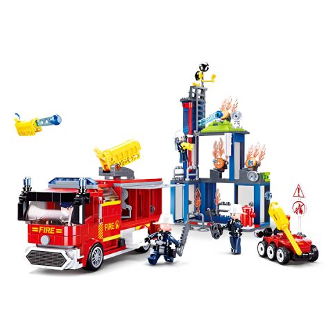 Sluban Firefighters M38-B0967 Large fire truck with cannon and mobile robot