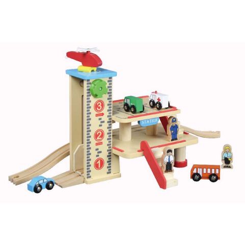 Maxim Wooden railway station with garage and elevator