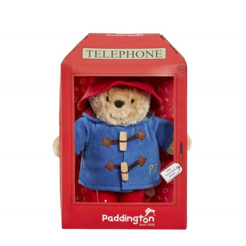 Rainbow Plush Paddington in a phone booth