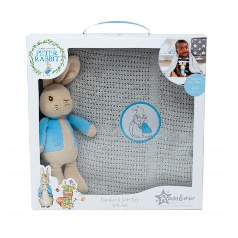 Rainbow Rabbit Peter gift set with blanket