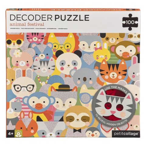 Petit Collage Puzzle animals 100 pieces with 3D glasses