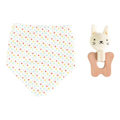 Petit Collage Rabbit Teether and Bib Set