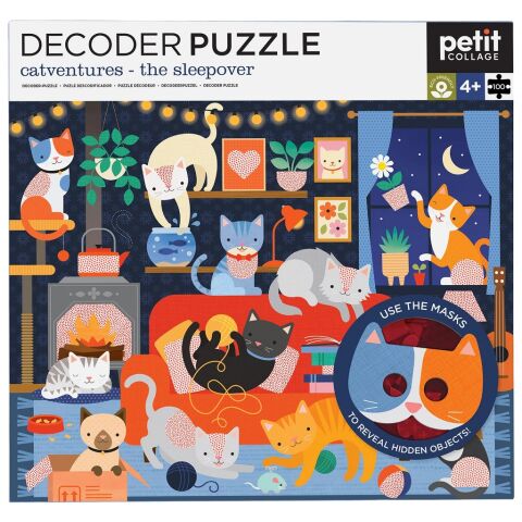 Petit Collage Puzzle cats 100 pieces with 3D glasses
