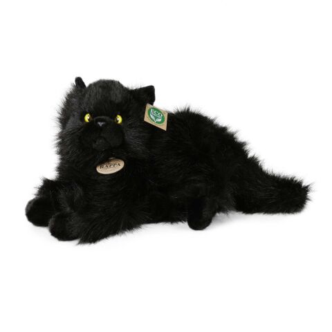 Rappa Plush cat black lying 30 cm ECO-FRIENDLY